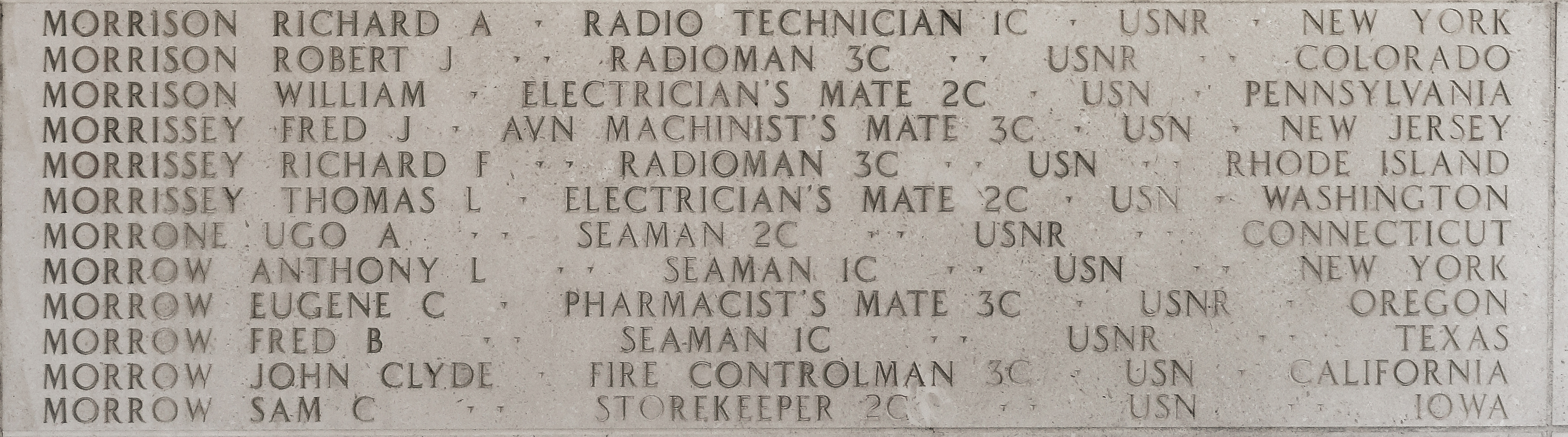 Eugene C. Morrow, Pharmacist's Mate Third Class